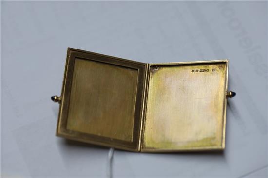 A 1930s Art Deco engine turned 9ct gold miniature travelling photograph frame, Jaques Cartier, London, 1938,